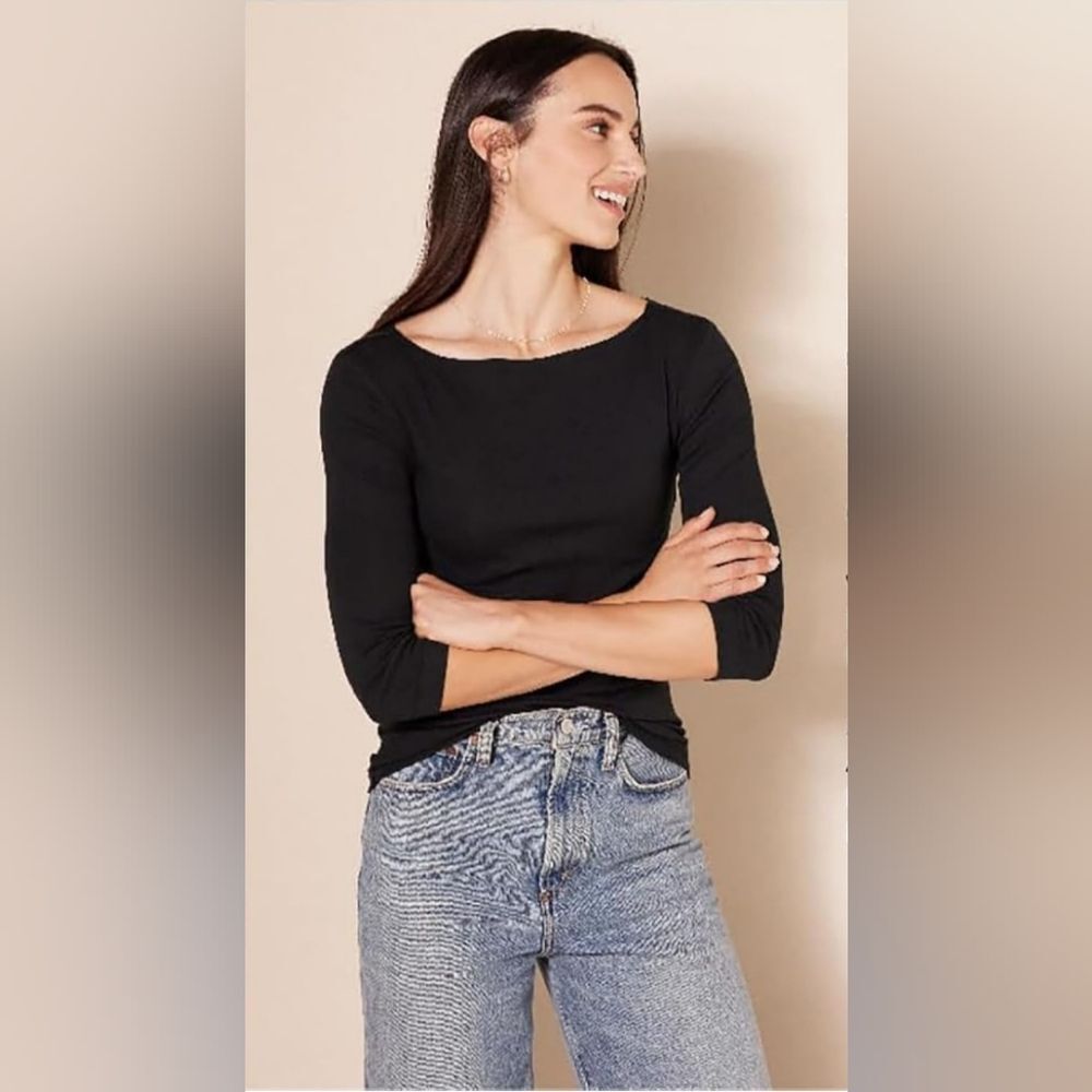 Amazon Essentials Women's Black Long Sleeve Crewneck Top.  Size 6X
